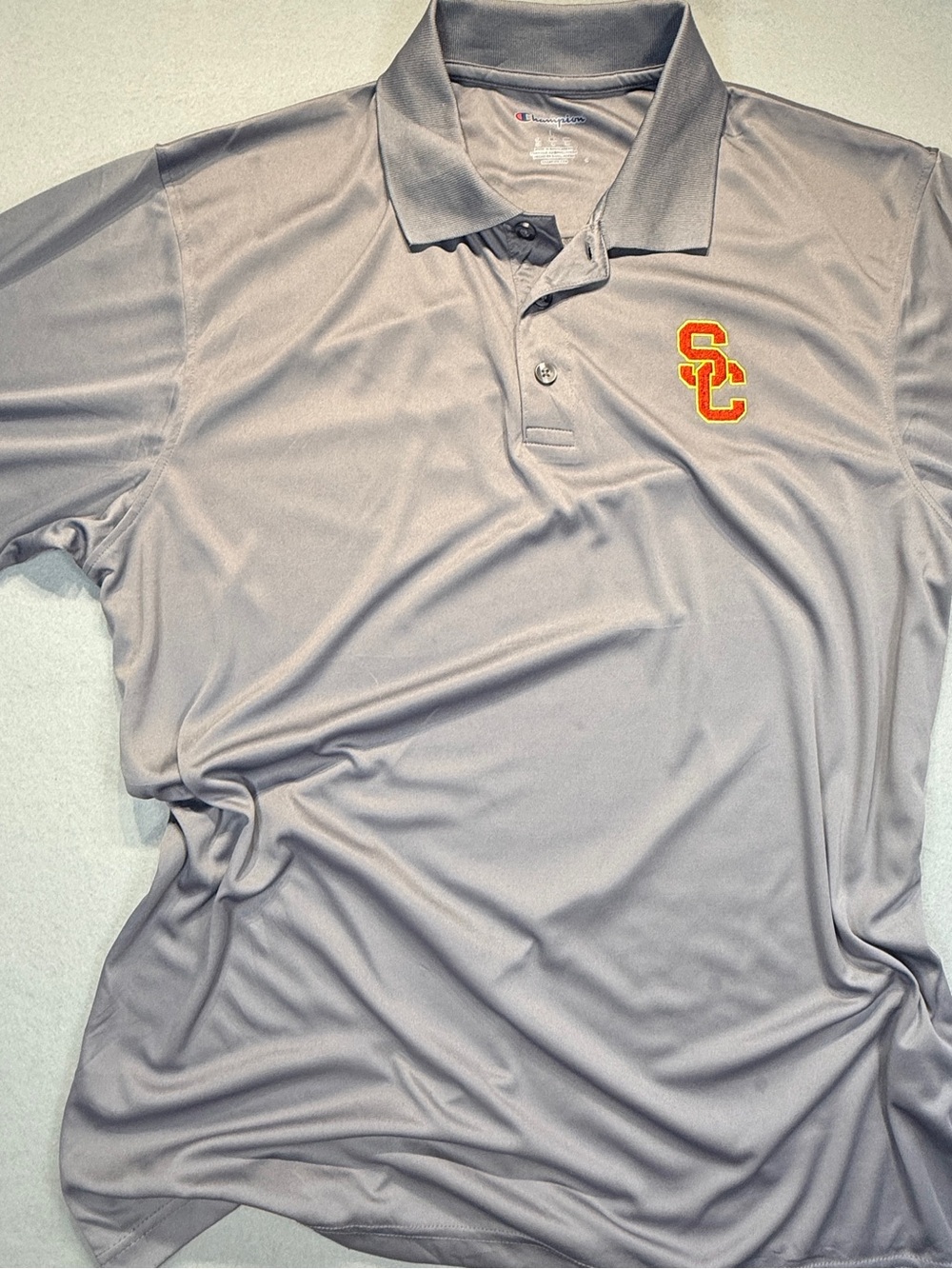 Champion Light Gray Polo with Yellow & Red SC Logo size L New w/Tag #0190G
